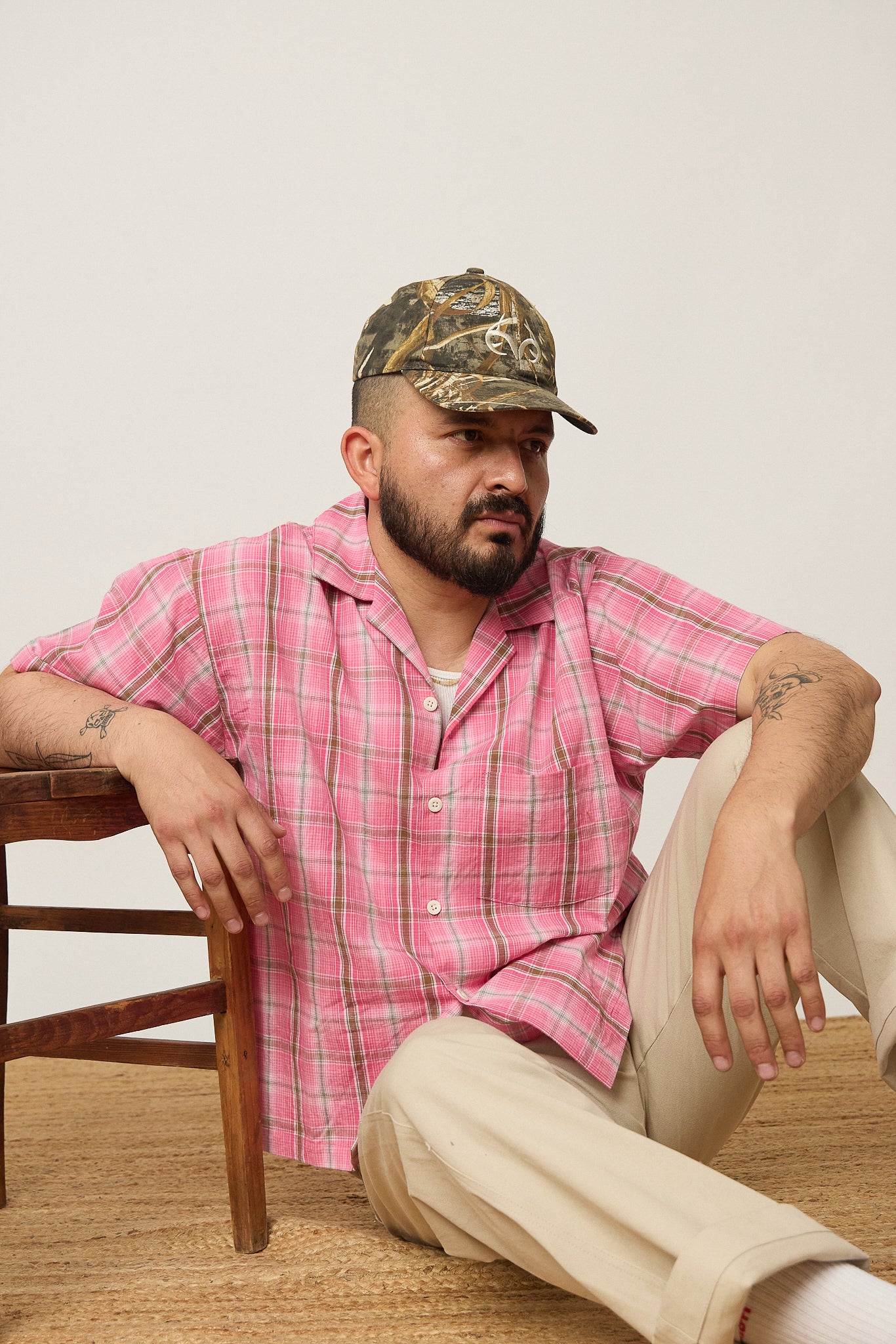 Pink Plaid Camp Collar Shirt