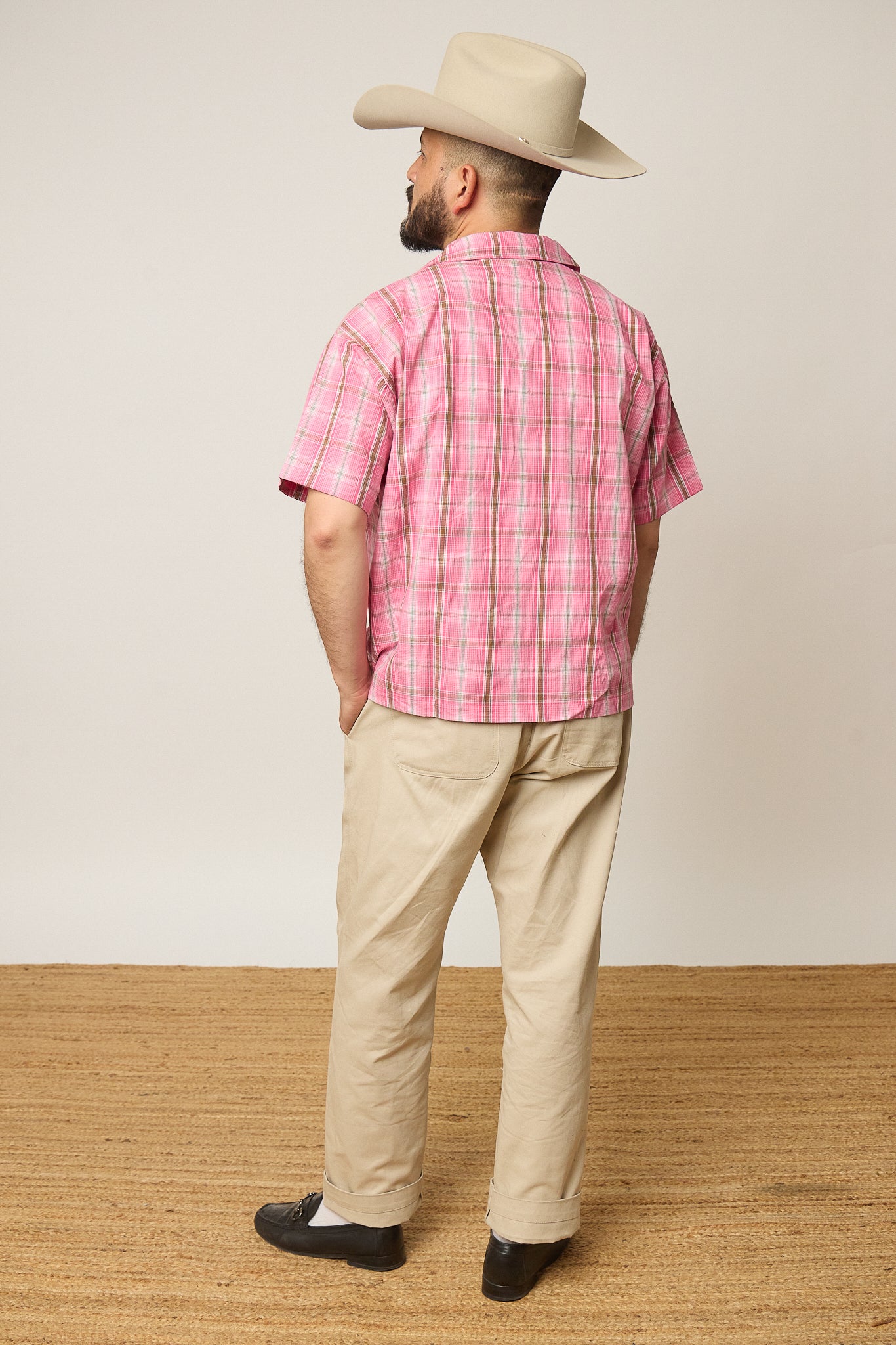 Pink Plaid Camp Collar Shirt